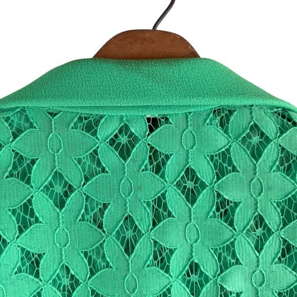 Vintage 60s Green Lace Bodice Sleeveless Sheath Dress w/ Matching Crop Jacket, M - Picture 13 of 16